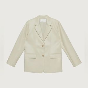 Vegan leather beige blazer